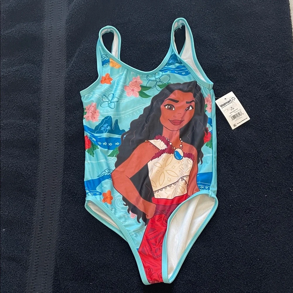 Disney Moana Kids One Piece Swimsuit - Aqua nwt